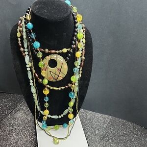 Vibrant Beaded Necklace with Pendant Lot